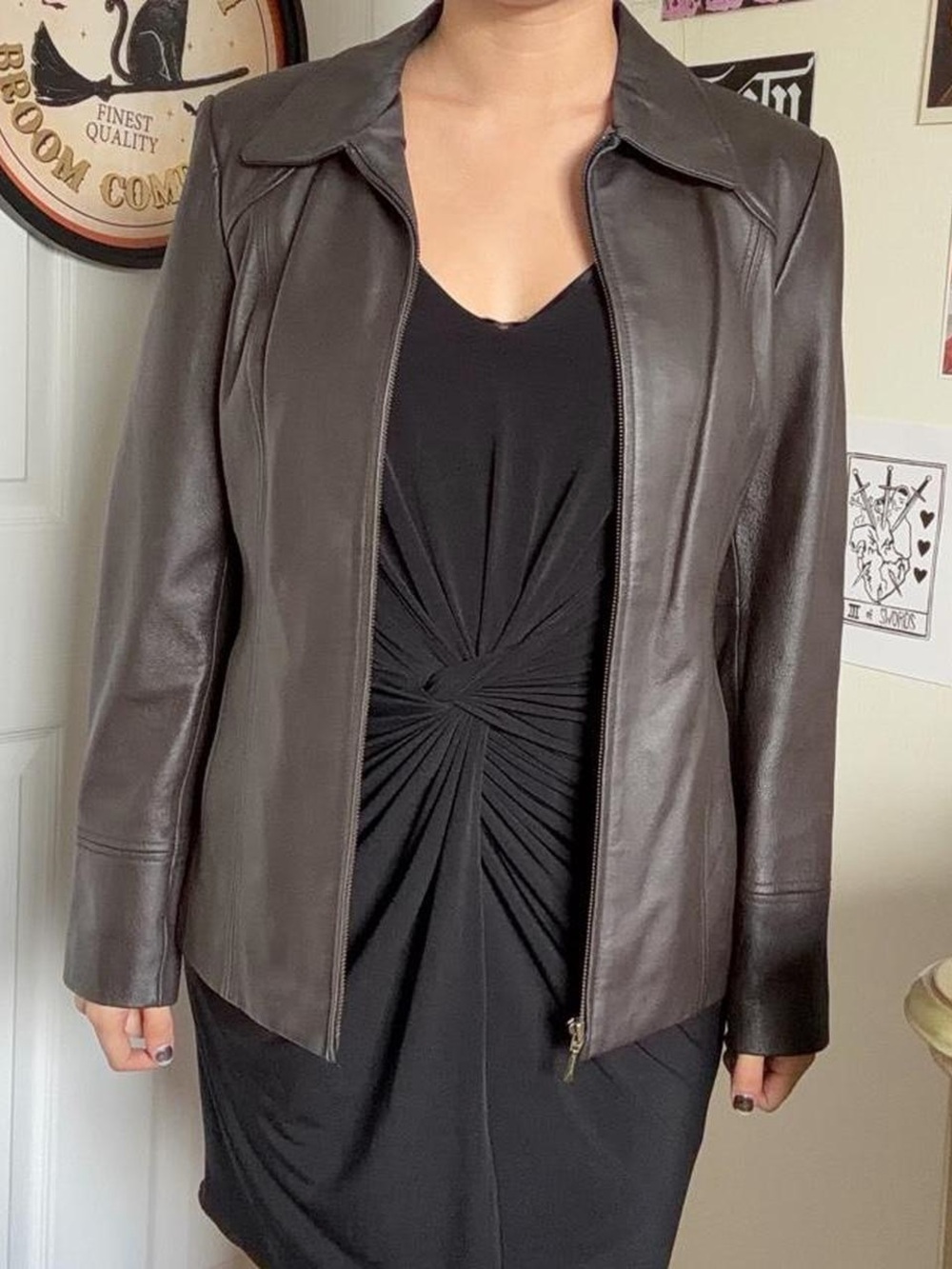 Covington Dark Brown Leather Zip Jacket